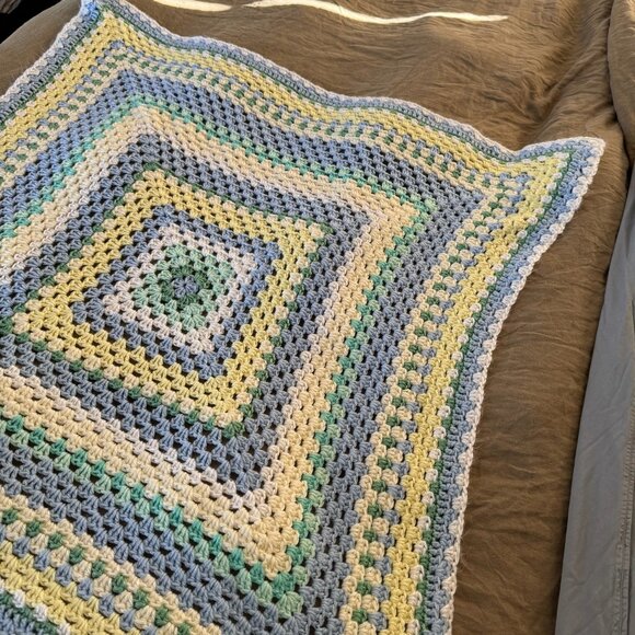 Handmade Crochet Granny Square Pastel Shawl - Picture 5 of 5